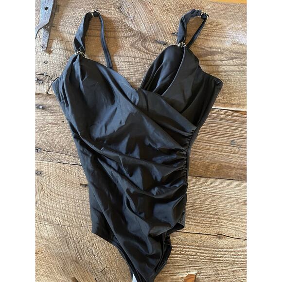 Miraclesuit Black One Piece Swimsuit with Sweetheart Neckline - Picture 4 of 6